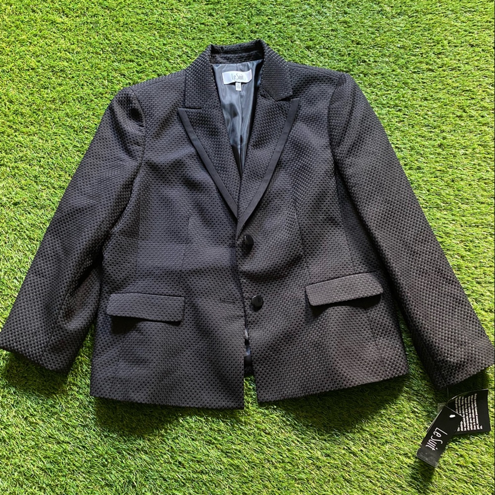 New Black Textured Blazer Size 16 Le Suit